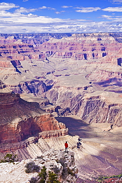 Lone hiker near Yavapai Point Overlook, South Rim, Grand Canyon National Park, UNESCO World Heritage Site, Arizona, United States of America, North America 