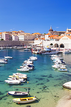 Fishing boats in the Old Port, Dubrovnik Old Town, Dalmatian Coast, Dubrovnik, Croatia, EU, Europe