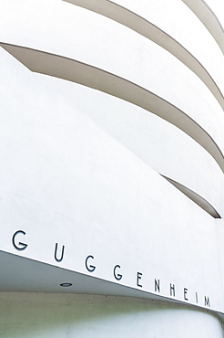 Exterior of Frank Lloyd Wright designed Solomon R Guggenheim Museum, Fifth Avenue, Manhattan, New York City, United States of America, North America