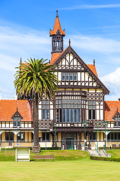 Tudor style Rotorua Museum and Government Gardens, Rotorua, North Island, New Zealand, Pacific