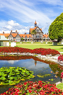 Tudor style Rotorua Museum and Government Gardens, Rotorua, North Island, New Zealand, Pacific