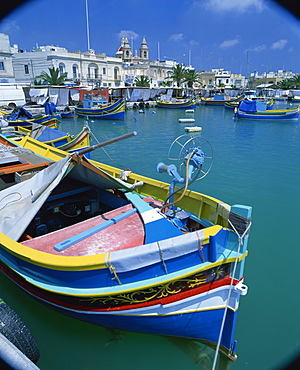 Marsaxlokk fishing harbour, Malta, Mediterranean, Europe