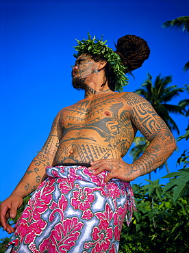 Tavita Manea, the tattooed tattoer, Moorea, Society Islands, French Polynesia, South Pacific Islands, Pacific