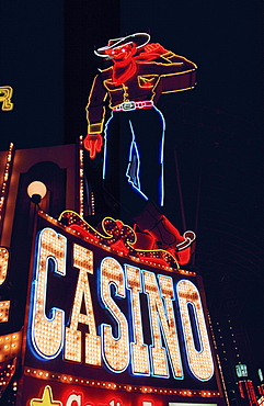 Fremont Street cowboy casino sign, Las Vegas