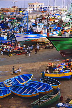 Fishing boats in the harbour, Essaouira, Morocco, North Africa