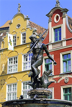 Long Market Square, Neptune fountain, old town, Gdansk, Poland