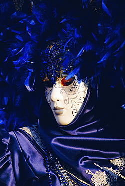 Person wearing masked carnival costume, Venice Carnival, Venice, Veneto, Italy