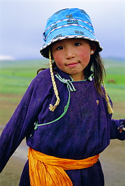 Portrait of a girl, Ovorkhangai Province, Mongolia, Asia