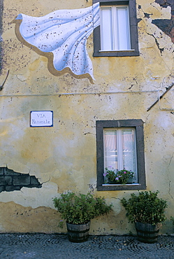 Murals in the village of Tinura, Bosa region, island of Sardinia, Italy, Mediterranean, Europe