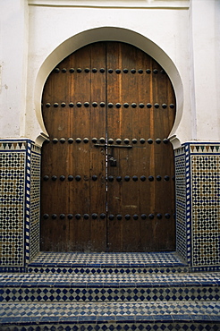 Door in the Quartier des Andalous, Medina, Fes el Bali, Fez, Morocco, North Africa, Africa