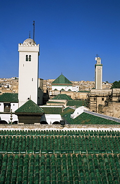 Rooftop of the Kairaouine Mosque, Fes el Bali, Fez, Morocco, North Africa, Africa