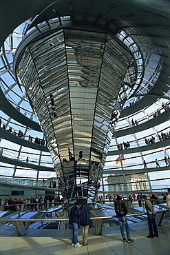 Interior of Reichstag Building, designed by Norman Foster, Berlin, Germany, Europe