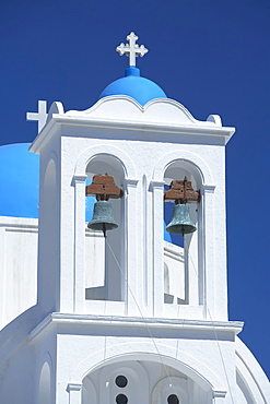 Greek Orthodox church tower, Amorgos, Cyclades Islands, Greek Islands, Greece, Europe