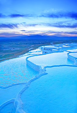 Terraced travertine thermal pools, Pamukkale, UNESCO World Heritage Site, Anatolia, Turkey, Asia Minor, Eurasia