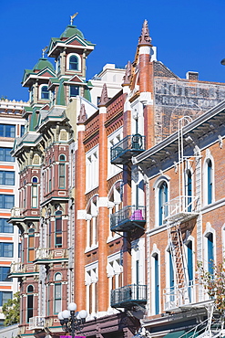 Buildings on 5th Avenue, Gaslamp district, San Diego, California, United States of America, North America