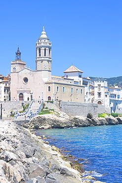 Sitges old centre and seaside, Sitges, Costa Dorada, Catalonia, Spain, Europe