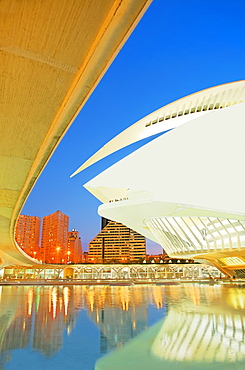 Palau de les Arts and bridge, City of Arts and Sciences, Valencia, Comunidad Autonoma de Valencia, Spain, Europe