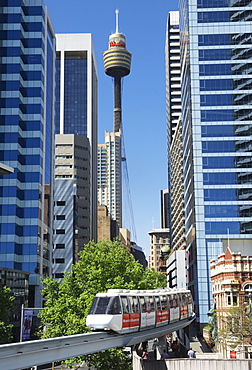 Monorail through city, Sydney, New South Wales, Australia, Pacific