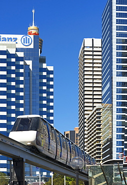 Monorail through city, Sydney, New South Wales, Australia, Pacific