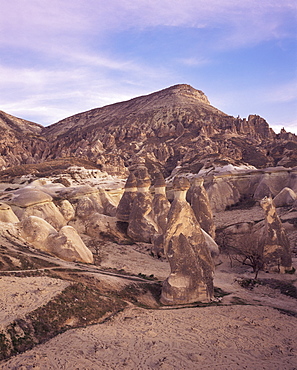 Landscape with fairy chimneys, Pasabag, near Zelve, Cappadocia, Anatolia, Turkey, Eurasia