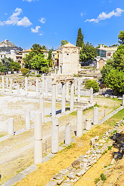 Elevated view of Roman Agora and Tower Of The Winds, Athens, Greece, Europe