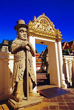Giant stone statue of Farang Guard, Wat Pho, Bangkok, Thailand
