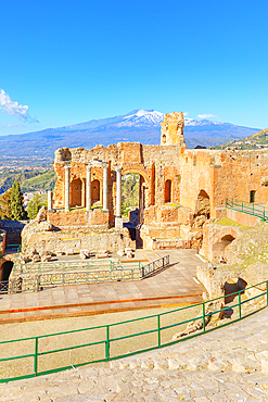 The Greek Theatre, Taormina, Sicily, Italy, Mediterranean, Europe