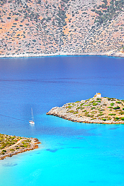 Panormitis bay, high angle view, Panormitis, Symi Island, Dodecanese Islands, Greece