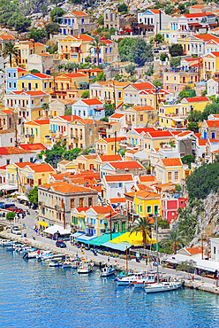 View of Gialos Harbour, Gialos, Symi Island, Dodecanese Islands, Greece