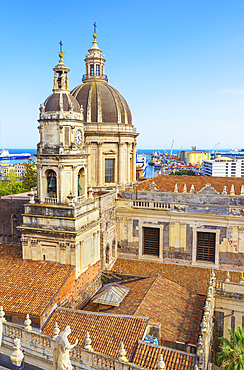View over Sant'Agata Cathedral domes, Catania, Sicily, Italy