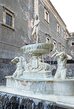Amenano fountain, Piazza Duomo, Catania, Sicily, Italy