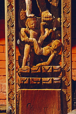 Erotic carving, Pashupatinath Temple, Durbar Square, Bhaktapur, Nepal