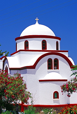 Christian church of Agios Nikita, patron saint of the island, Mandraki, Nisyros (Nisiros) (Nissyros), Dodecanese islands, Greece, Mediterraneann, Europe