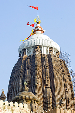 The main tower of the 12th century Jagannath Temple, dedicated to Lord Jagannath, an embodiment of Krishna, situated in Puri, the oldest of India's four holiest Hindu religious centres, Puri, State of Odisha, India, Asia