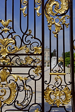 Detail of ironwork, Place Stanislas, formerly Place Royale, built by Stanislas Leszczynski, King of Poland in the 18th century, UNESCO World Heritage Site, Nancy, Meurthe et Moselle, Lorraine, France, Europe