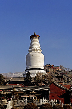 The Great White Pagoda (Da Baita), Tayuan Temple (Tayuan Si), one of China's most ancient Buddhist sites, Five Terrace Mountain (Wutai Shan), Shanxi, China, Asia