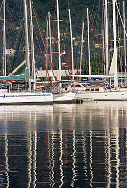 Pleasure boat harbour, Victoria, north east coast, island of Mahe, Seychelles, Indian Ocean, Africa