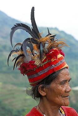 Ifugao man in headdress decorated with feathers, northern area, island of Luzon, Philippines, Southeast Asia, Asia