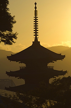 Yasaka no to pagoda, Higashiyama, eastern hills, sunset, Kyoto, Japan, Asia