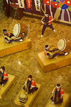 Traditional Japanese taiko drumming performance, Matsuyama, Ehime prefecture, Shikoku island, Japan, Asia