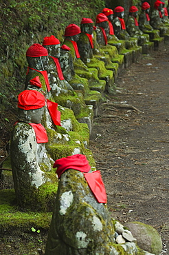 Narabijizo Bakejizo, jizo stone statues, Kanmangafuchi,  Nikko, Tochigi prefecture, Japan, Asia