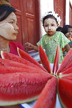 Watermelon seller, Bagan (Pagan), Myanmar (Burma), Asia