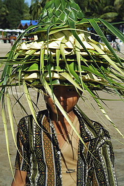 Hat seller, Chaungtha Beach, Myanmar (Burma), Asia