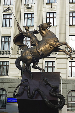 George and the Dragon, Equestrian Monument, Old Town, UNESCO World Heritage Site, Lviv, Ukraine, Europe