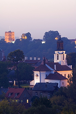 View of Old Town and city centre with Gediminas Tower and Russian Orthodox church of the Holy Mother of God, Old Town, UNESCO World Heritage Site, Vilnius, Lithuania, Baltic States, Europe