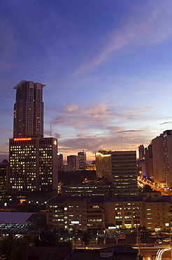 City skyline at sunset, Makati Business District, Manila, Philippines, Southeast Asia, Asia