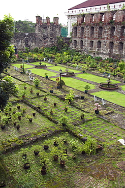 Ornamental garden of San Agustin church and museum dating from between 1587 and 1606, the oldest church in the Philippines, UNESCO World Heritage Site, Intramuros Spanish Colonial District, Manila, Philippines, Southeast Asia, Asia