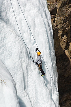 Ice climbing at Ice Park, Box Canyon, climbing capital of America, Ouray, Colorado, United States of America, North America