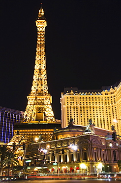 Eiffel Tower reproduction at Paris Las Vegas Casino, Las Vegas, Nevada, United States of America, North America