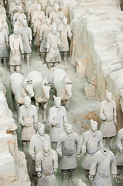 Pit 1 of Mausoleum of the First Qin Emperor housed in The Museum of the Terracotta Warriors, opened in 1979, near Xian City, Shaanxi Province, China, Asia